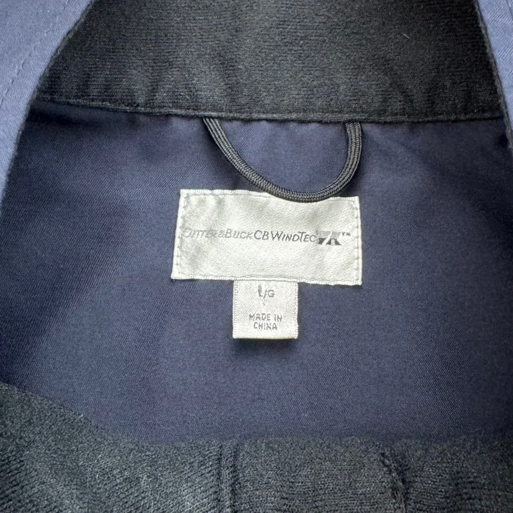 Cutter & Buck‎ WindTec Golf Pullover Mens L Navy S/S Jacket GCA 100 Sleece Patch